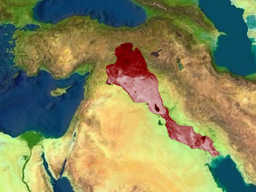 mappa con indicata la mezzaluna fertile