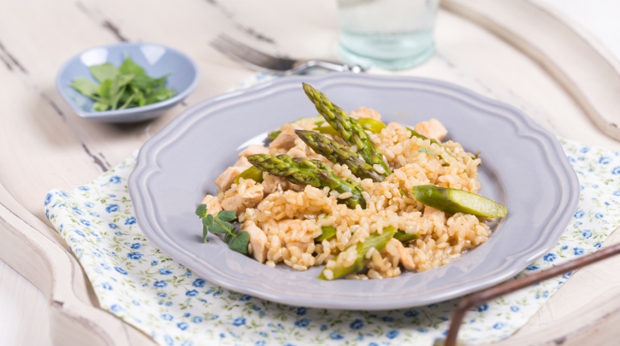 risotto con asparagi e salmone