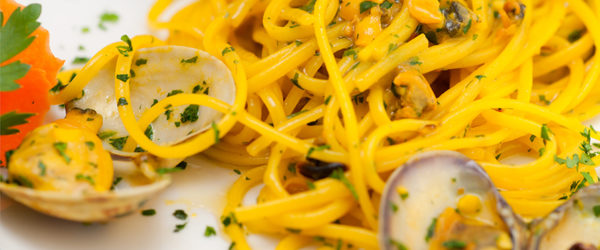 Spaghetti alle vongole con purea